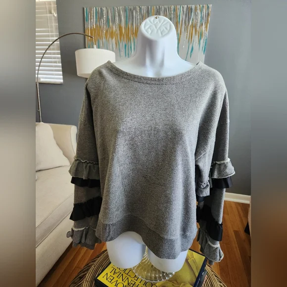 J. CREW Ruffle Sweatshirt - Picture 2 of 3